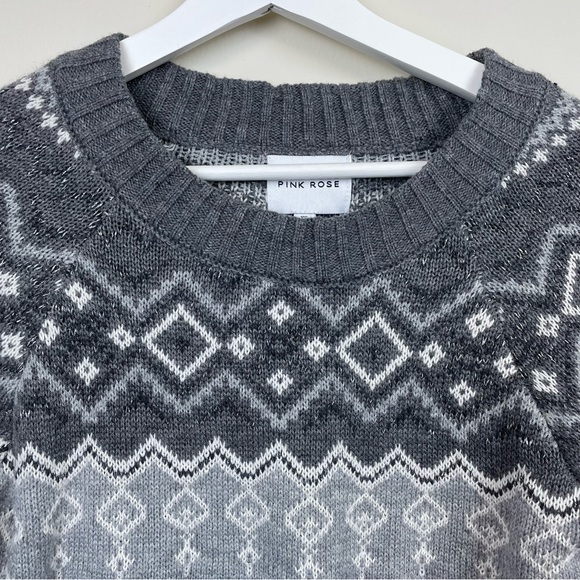 Pink Rose Fair Isle Tunic Sweater Size X-Small - Picture 3 of 6